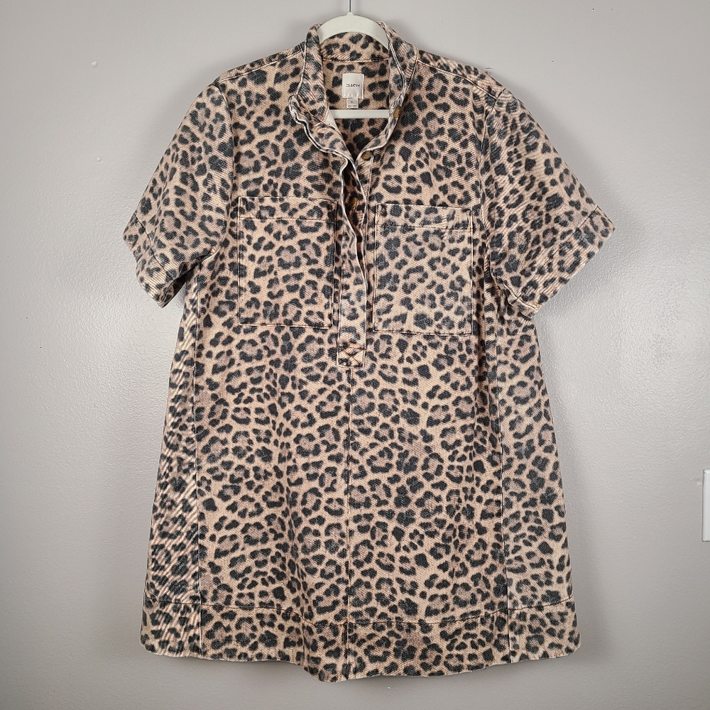 Anthropologie Leopard-Print Polo Mini Dress XL - Picture 2 of 12